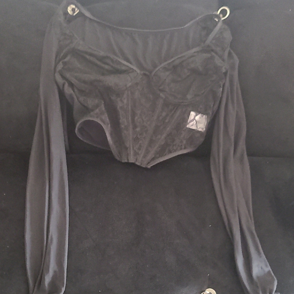 SHEIN Women Black Cut Out Bustier Top Size Medium Pre-owned
